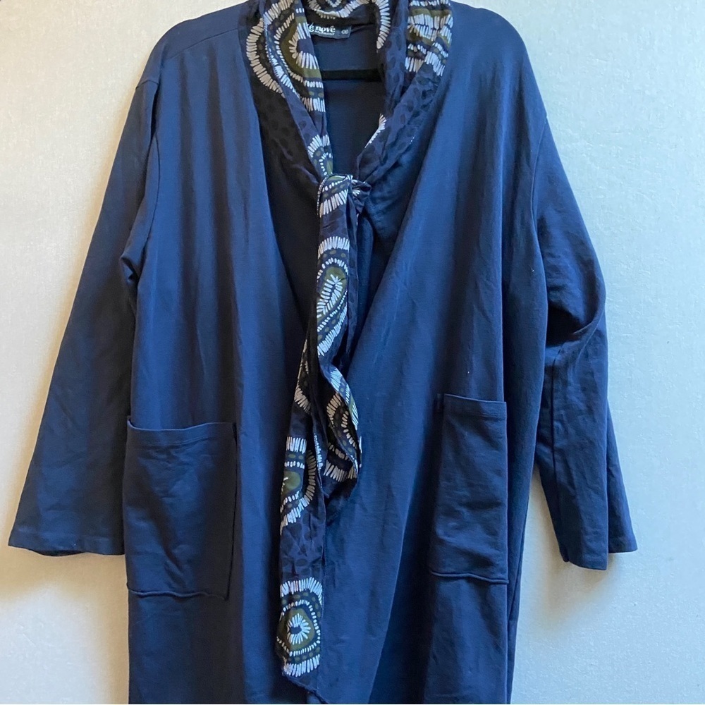 Le Nove Made in Italy Cotton Open Front Scarf Cardigan Sz One Size